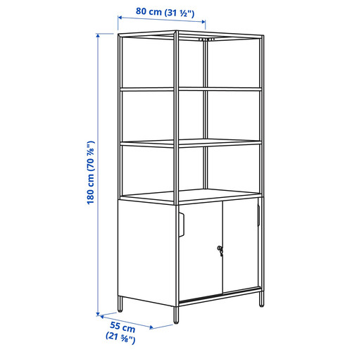 TROTTEN Cabinet with sliding doors, anthracite, 80x55x180 cm