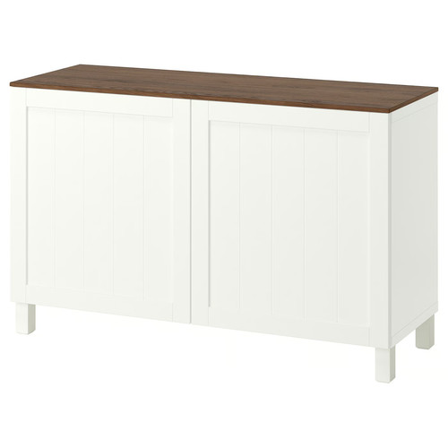 BESTÅ Storage combination with doors, white/Pipmakare white, 120x42x75 cm