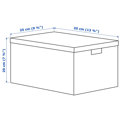 TJENA Storage box with lid, white black/dotted, 25x35x20 cm