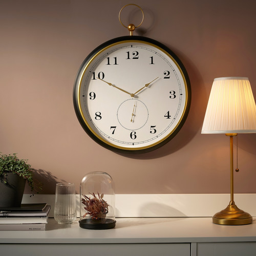 KUTTERSMYCKE Wall clock, black, 46 cm
