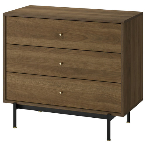 RÅDMANSÖ Chest of 3 drawers, brown walnut effect, 90x48x81 cm