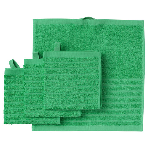 VÅGSJÖN Washcloth, bright green, 30x30 cm, 4 pack