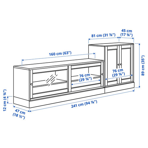 HAVSTA TV storage combination, white, 241x47x89 cm