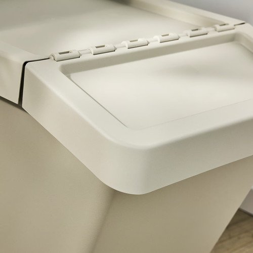 SORTERA Sorting bin with lid, beige, 60 l