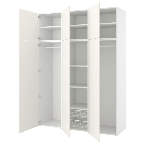 PLATSA Wardrobe w 6 doors, white/Fonnes white, 180x57x241 cm