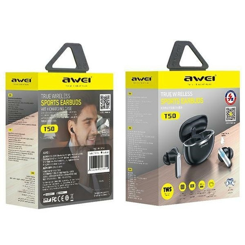 AWEI Headphones Earphones Bluetooth T50 TWS, black