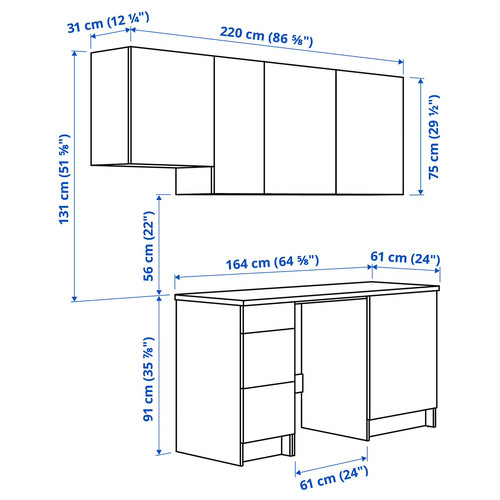 KNOXHULT Kitchen, oak effect, 220x61x220 cm
