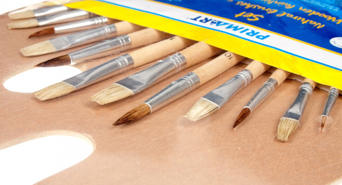 Prima Art Set Natural Brushes 12pcs & Wooden Painting Palette 3+