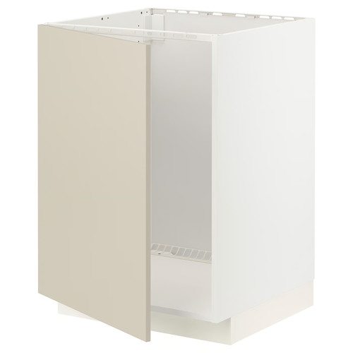 METOD Base cabinet for sink, white/Havstorp beige, 60x60 cm