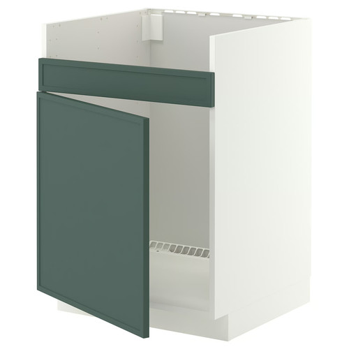 METOD Base cab f HAVSEN single bowl sink, white/Aspudden dark grey-green, 60x60 cm