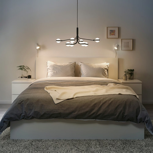 STORSLINGA LED chandelier, 8-armed, black/white, 70x29 cm
