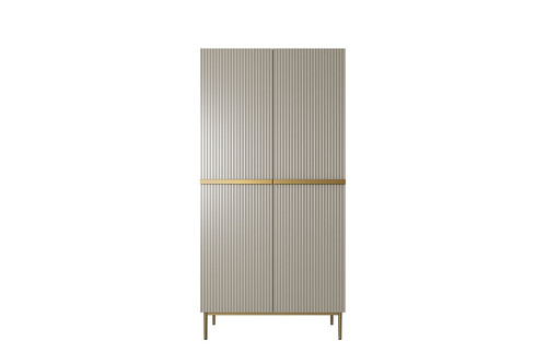 Wardrobe Nicole with Drawer Unit 100 cm, cashmere, gold legs