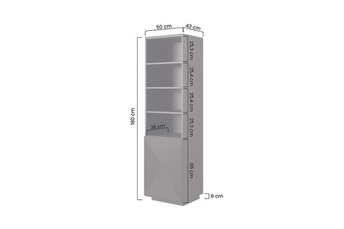 Shelving Unit Bookcase Asha 50cm, matt black