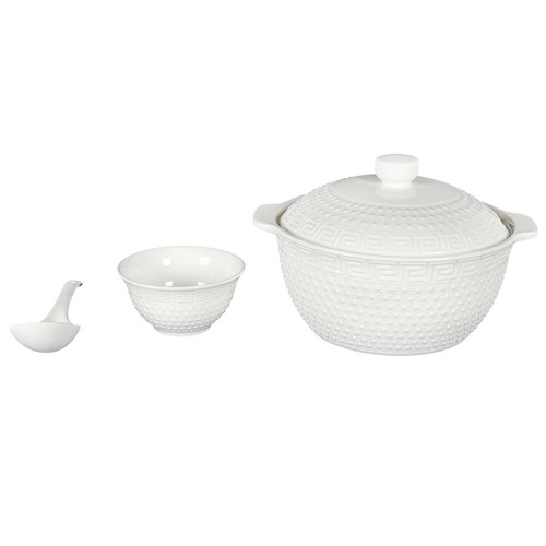 Soup Vase, Spoon & 6 Bowls