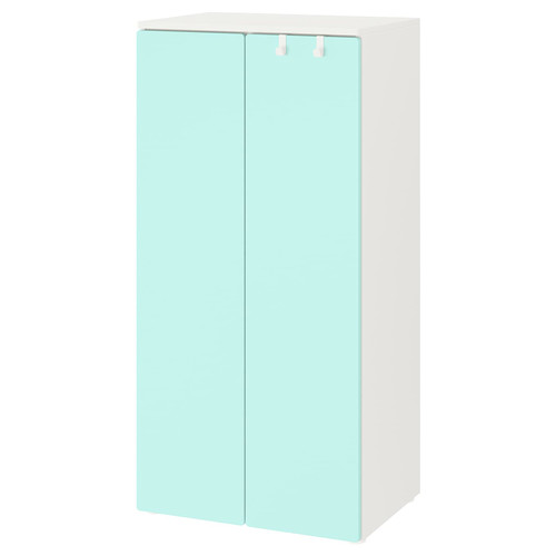 SMÅSTAD / PLATSA Wardrobe, white, pale turquoise, 60x40x123 cm