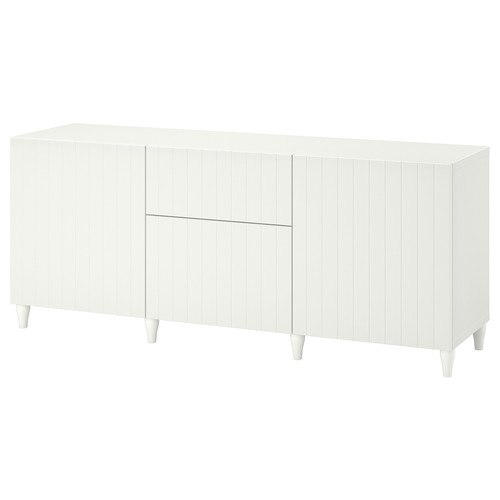 BESTÅ Storage combination with drawers, white, Sutterviken/Kabbarp white, 180x42x74 cm