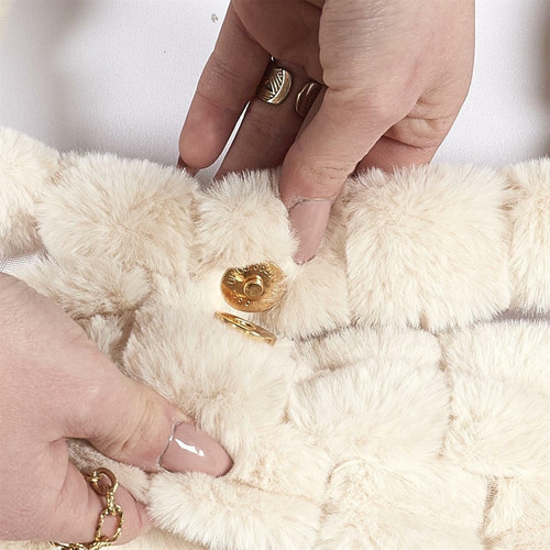 Shopper Bag, faux fur, cream