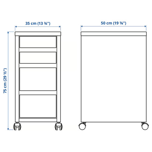 MICKE Drawer unit on castors, black-brown, 35x75 cm