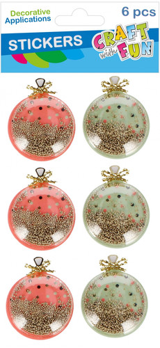 Metallic Christmas Bauble Stickers, 6 pcs