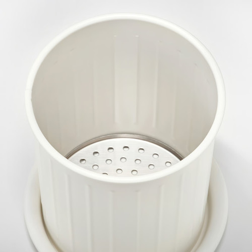 VÄLVÅRDAD Cutlery stand, white/galvanised, 13 cm