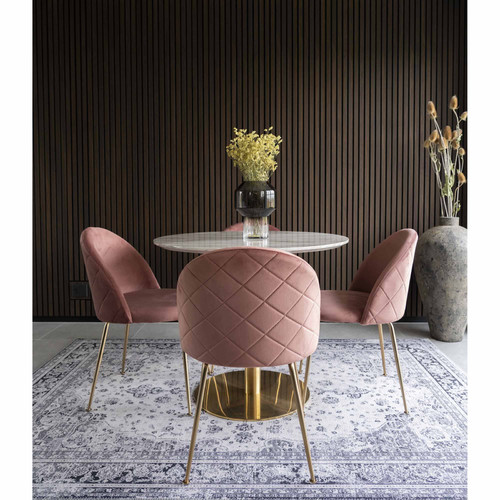 Velvet Dining Chair with Metal Legs, pink/gold