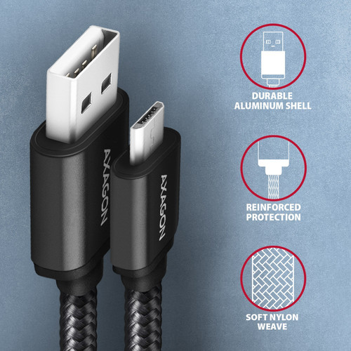 AXAGON USB Cable BUMM-AM20AB cable MicroUSB USB-A, 2