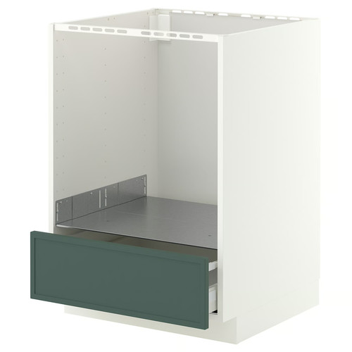 METOD/MAXIMERA Base cabinet for oven with drawer, white/Aspudden dark grey-green, 60x60 cm