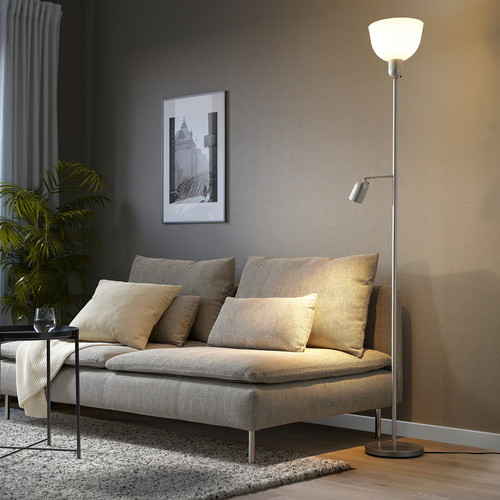 HEKTOGRAM Floor uplighter/reading lamp, silver-colour, white
