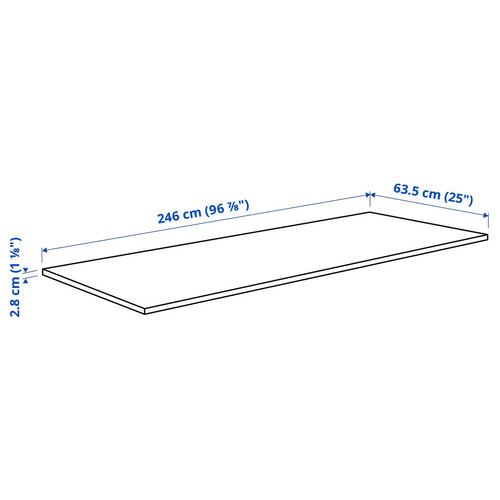 EKBACKEN Worktop, black/laminate, 246x2.8 cm