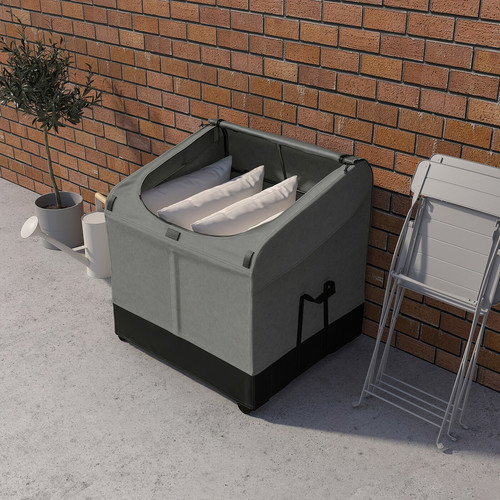 VÄTTERSÖ Storage box, outdoor, dark grey, 78x72x79 cm
