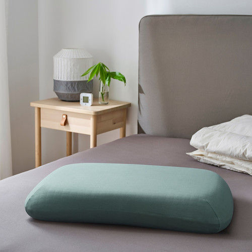 TÖCKENFLY Pillowcase for ergonomic pillow, green-grey, 29x43 cm
