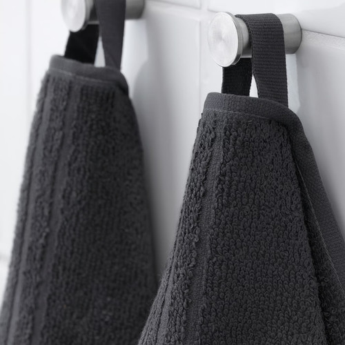 VÅGSJÖN Washcloth, dark grey, 30x30 cm