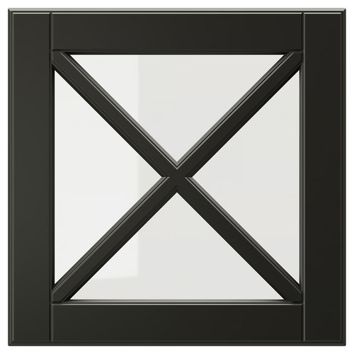 BODBYN Glass door with crossbar, black, 40x40 cm