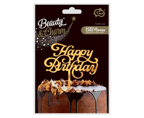 Acrylic Cake Topper Happy Birthday, gold