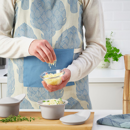 FÄRGKLAR Oven/serving dish with lid, matt light grey, 0.2 l