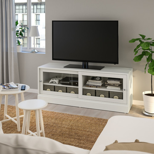HAVSTA TV bench with plinth, white, 160x47x62 cm