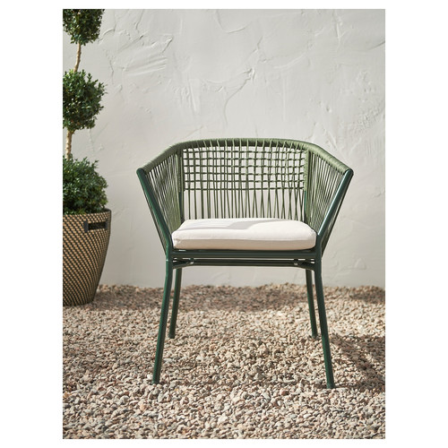 SEGERÖN Chair with armrests, outdoor, dark green