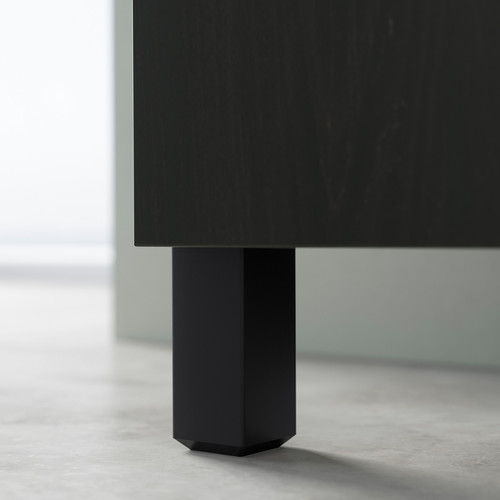 BESTÅ Storage combination w doors/drawers, black-brown Hedeviken/Stubbarp/dark brown stained oak veneer, 120x42x74 cm