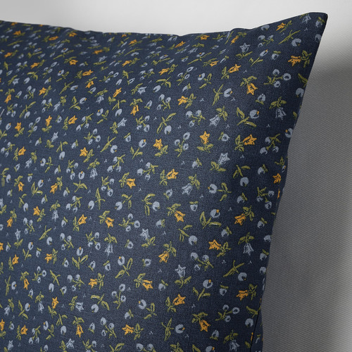 SVÄRDTÅG Cushion cover, dark blue/floral pattern, 50x50 cm