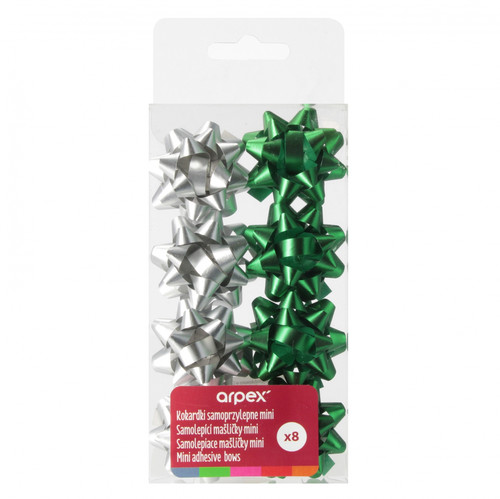 Mini Self-Adhesive Decorative Bows, Christmas, Assorted, Pack of 8