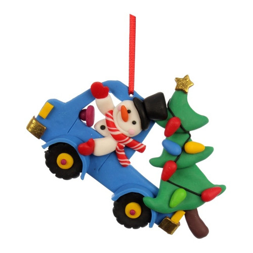 Christmas Tree Decoration Truck with Christmas Tree 10 x 8.5 cm, 1pc, assorted