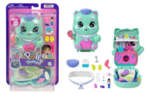 Polly Pocket Set Sail Kitty Compact Playset With 1 Micro Doll JCR37 4+
