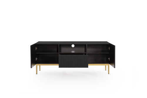 TV Cabinet Nicole 150 cm, matt black/gold legs