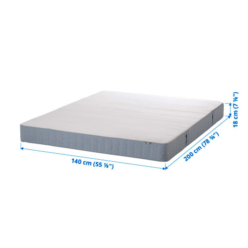 VESTMARKA Spring mattress, medium firm/light blue, 140x200 cm