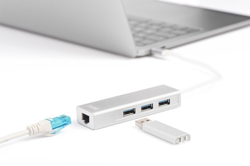 Digitus Hub 3-port USB 2.0 Type-C Gigabit LAN