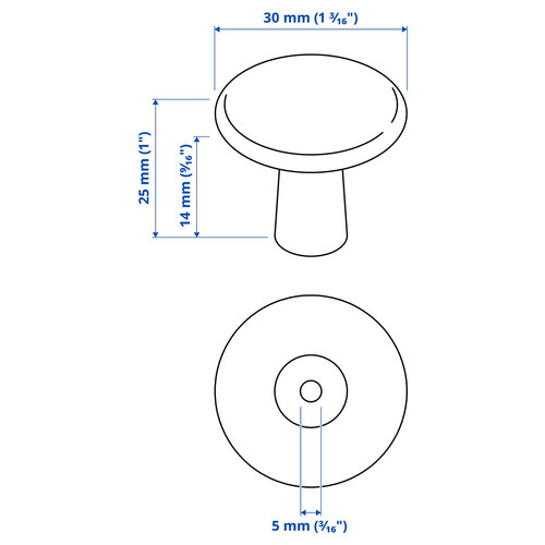 KALERUM Knob, brass-colour, 30 mm
