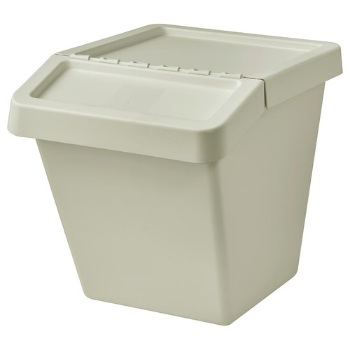 SORTERA Sorting bin with lid, beige, 60 l