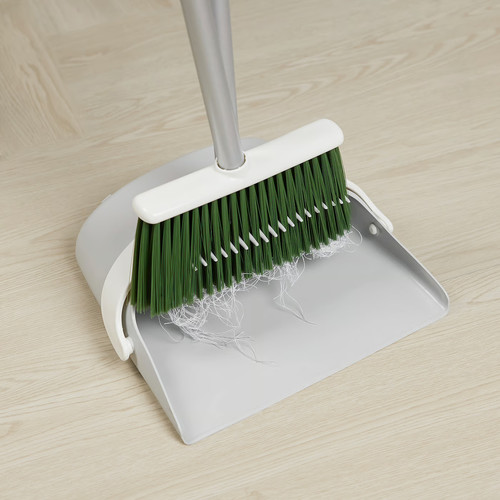 PEPPRIG Dustpan and broom, gray/green