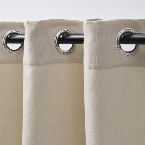 GINSTMOTT Curtains, 1 pair, beige/with eyelets, 145x300 cm
