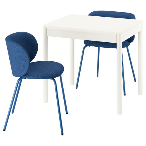 KRYLBO/TONSTAD Table and 2 chairs, off-white/Tonerud blue, 80/120x70 cm